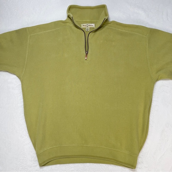 Tommy Bahama Sweater Quarter Zip Mens Medium Long Sleeve with Marlin emb Olive - Picture 3 of 16